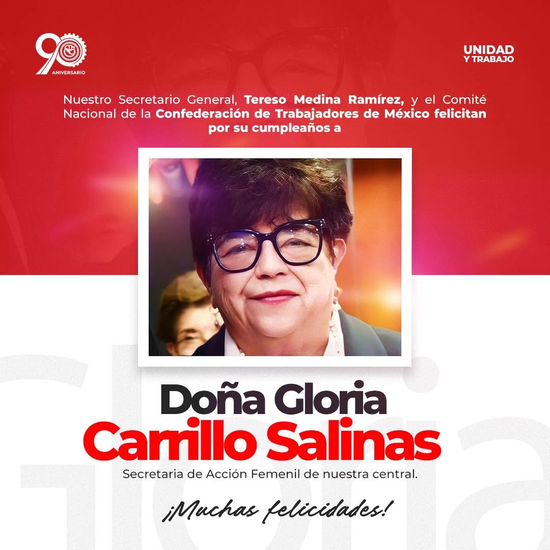 Felicitaciones a Doña Gloria Carrillo Salinas.