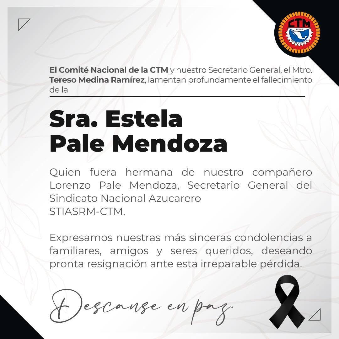 Condolencias a Lorenzo Pale Mendoza.
