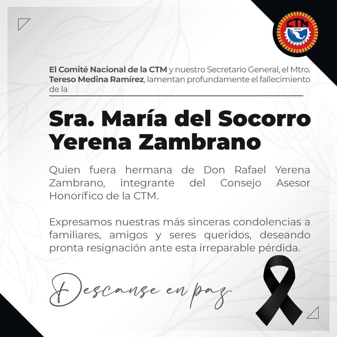 Condolencias a Don Rafael Yerena Zambrano.