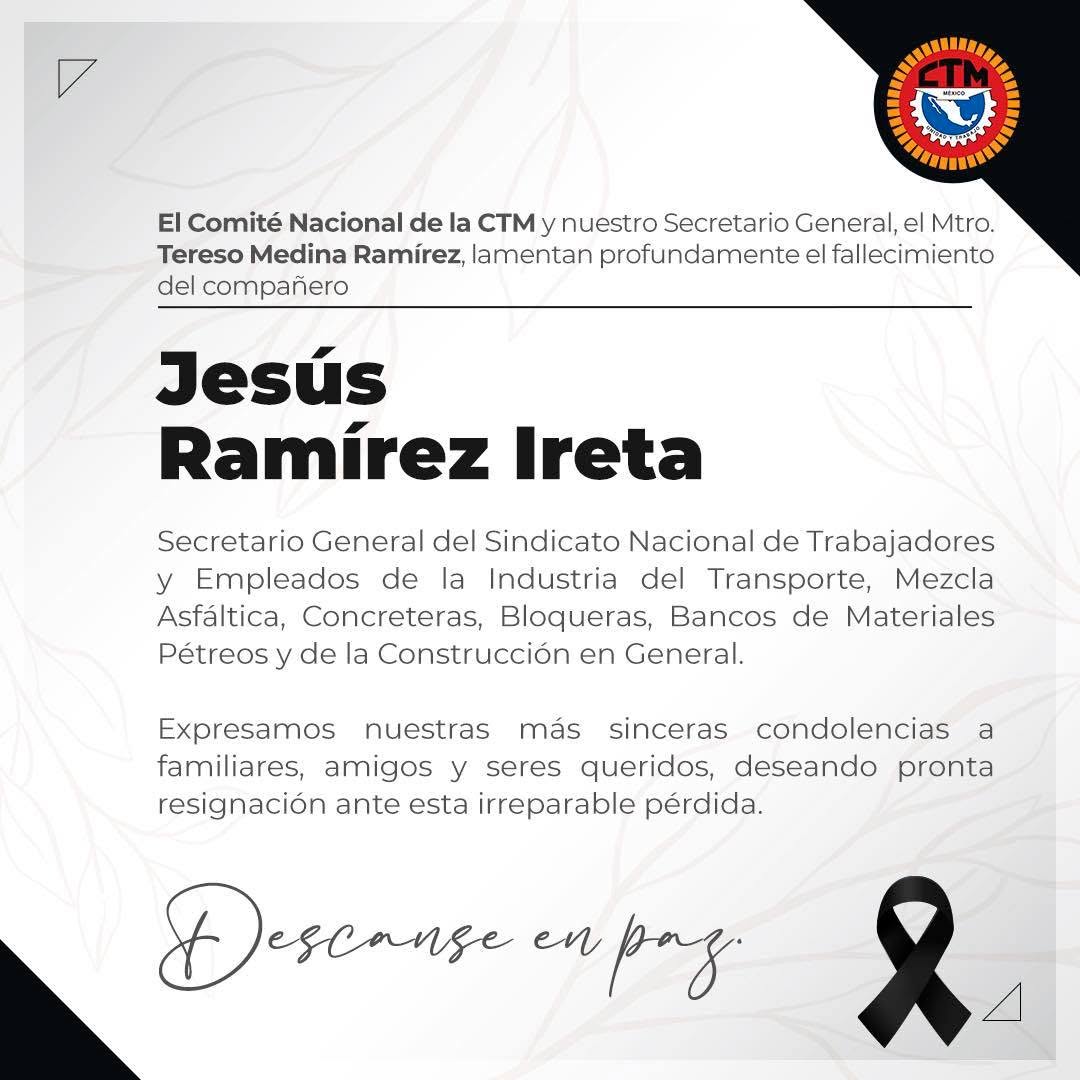 Condolencias Jesús Ramírez Ireta.