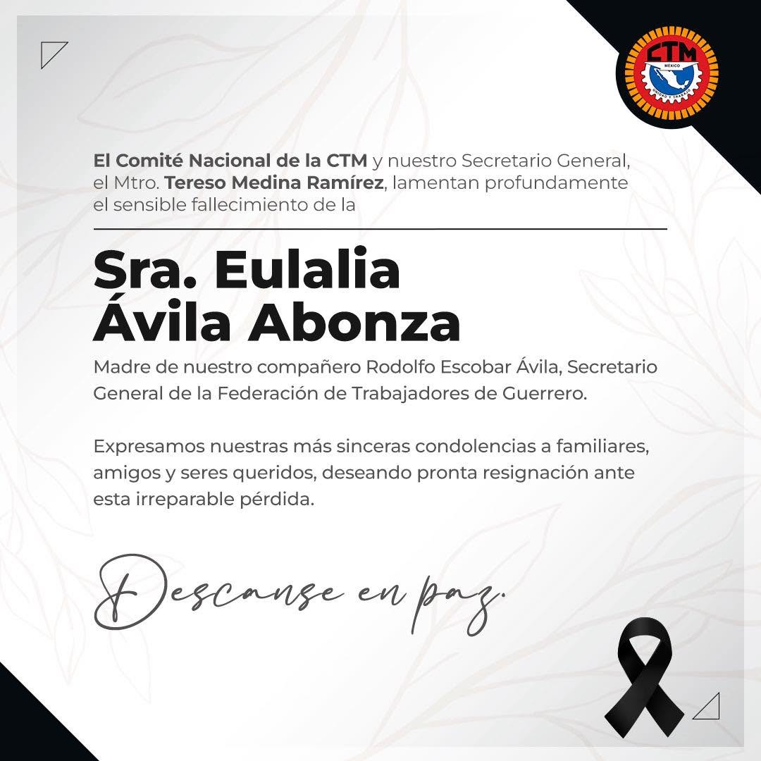 Condolencias a Rodolfo Escobar Ávila.