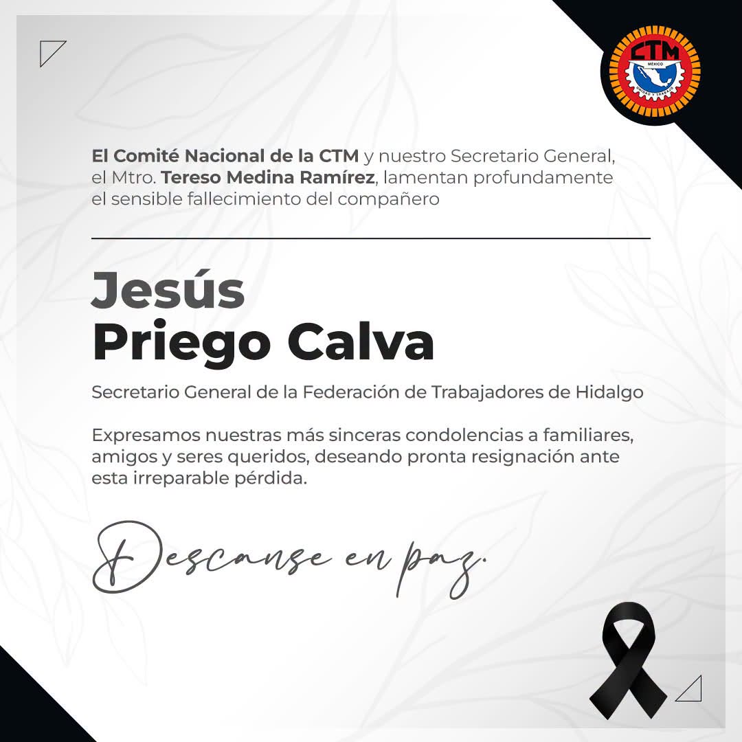 Condolencias Jesús Priego Calva.